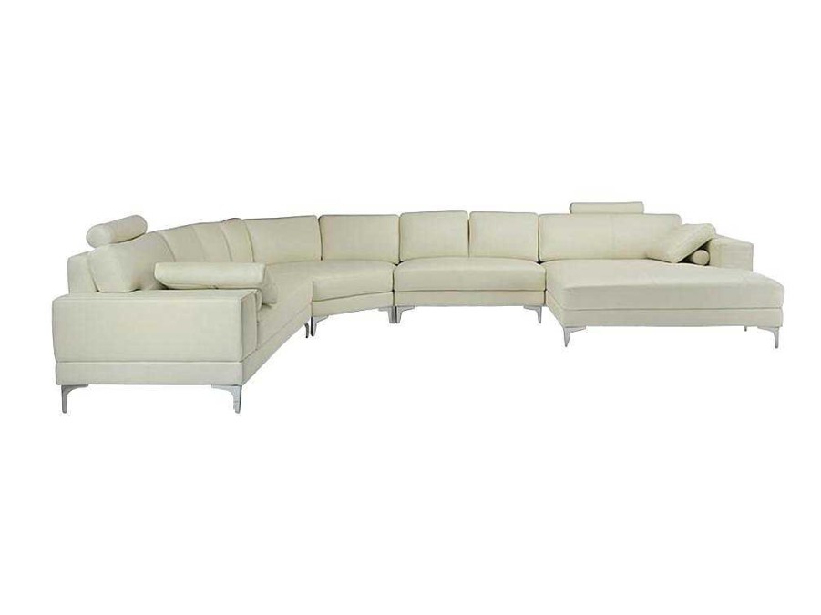 Sofa Panoramico | LINEA SOFA Grande Sofa De Canto Panoramico 7 Lugares Pele De Qualidade Superior Marfim - Canto Direito - Donatello Ii