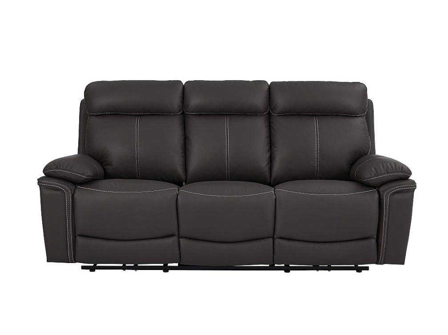 Sofa De Relaxamento Eletrico | Vente-unique Sofa De 3 Lugares Relax Eletrico Em Pele Castanho - Isiris