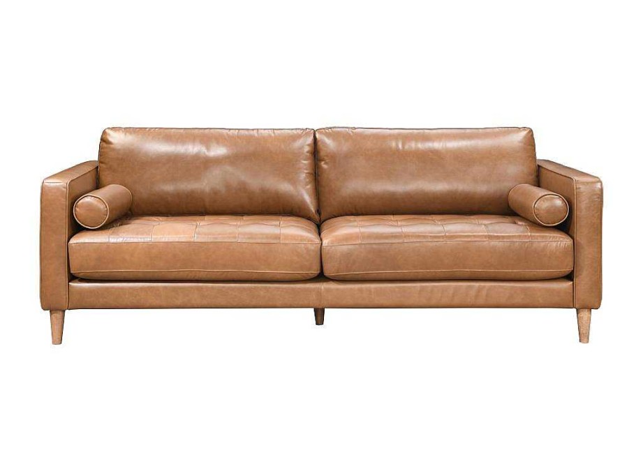 Conjunto De Sofa | Vente-unique Sofa De 3 Lugares E De 2 Lugares 100% Pele De Bufalo Superior Castanho Vintage - Barota