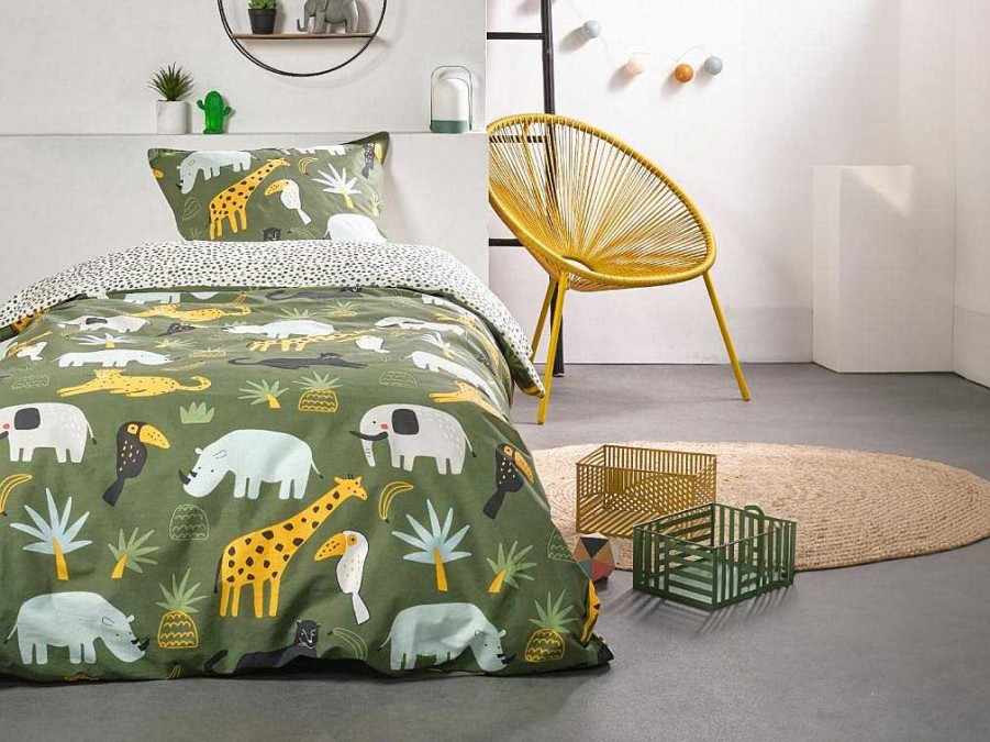 Roupa De Cama | OZAIA Jogo De Cama De Crianca, Animais Da Savana, Algodao 57 Fios/Cm , Capa De Edredao 140 X 200 Cm + 1 Fronha Multicolor - Zolika