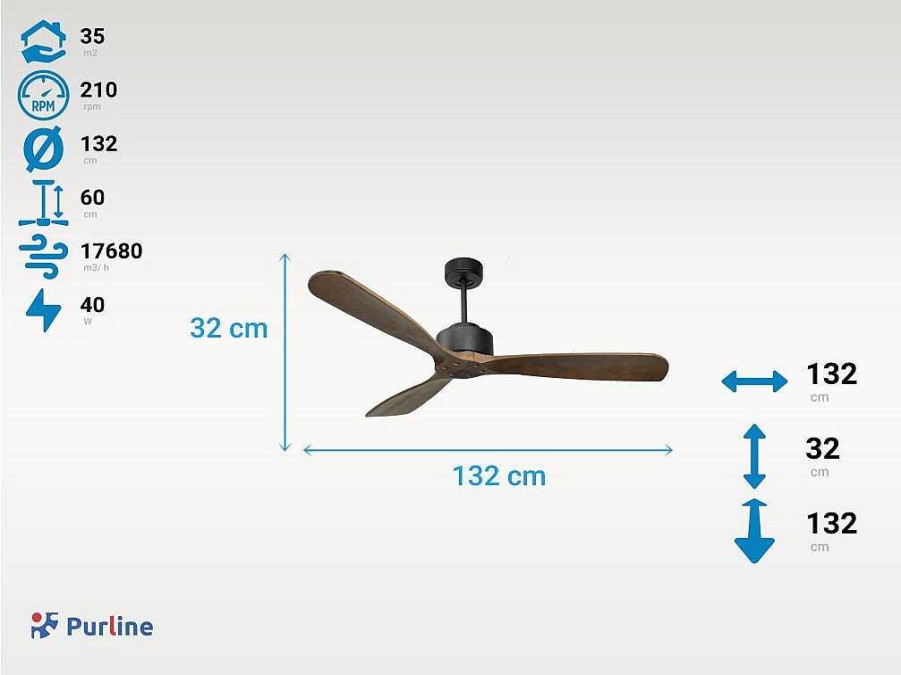 Ventilador | Purline Ventilador De Tecto Wifi Com Motor Dc Controlo Remoto Hypersilence Fullwood Memory