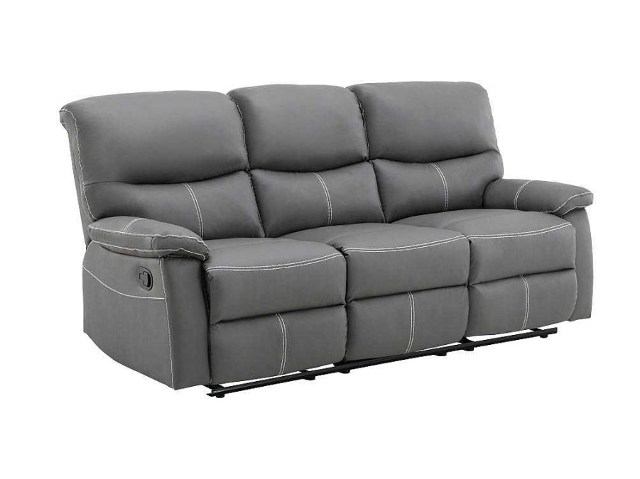 Conjunto De Sofa | Vente-unique Sofas De 3+2 Lugares Articulados Em Pele Sintetica Cinza - Canby