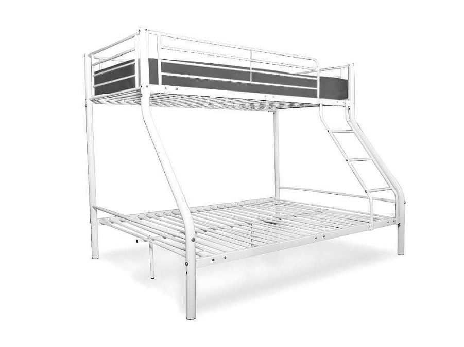 Cama De Adulto | Saldosystocks Beliche Duplo E Solteiro De Metal Para 3 Pessoas, Branco