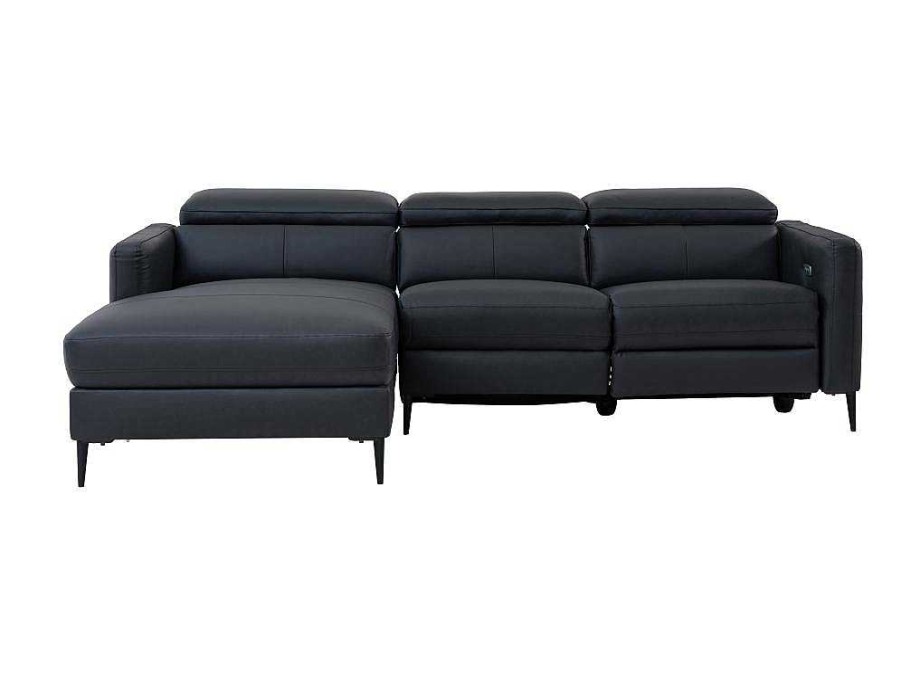 Sofa De Relaxamento Eletrico | LINEA SOFA Sofa De Canto Esquerdo Articulado Eletrico Em Couro Preto - Fuseta