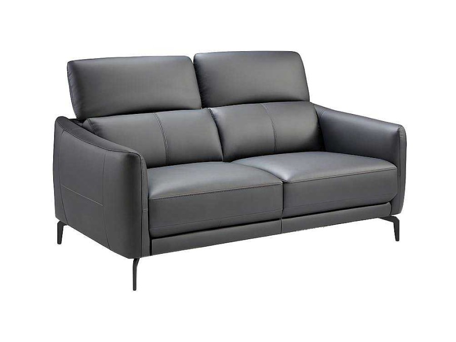 Promocoes Sofas & Poltronas | Angel Cerda Sofa De 2 Lugares Estofado Em Couro De Vaca Preto Com Estrutura De Madeira De Pinho Natural 6058