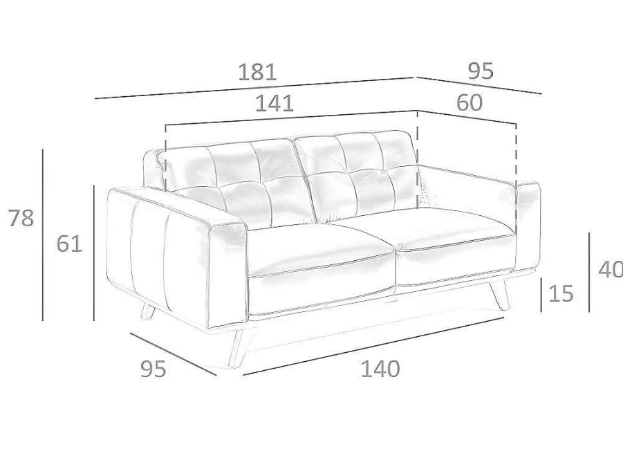 Sofa De 2 Lugares | Angel Cerda Sofa De 2 Assentos Estofado Em Couro De Vaca De Areia 6119