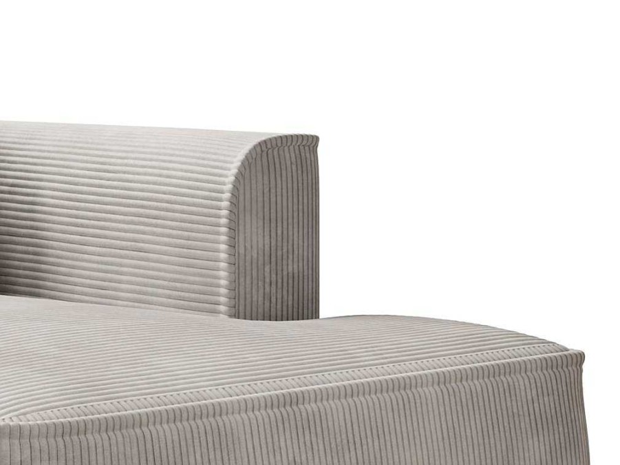 Chaise Longue | Vente-unique Chaise Longue Esquerda Veludo Canelado Bege - Pineta