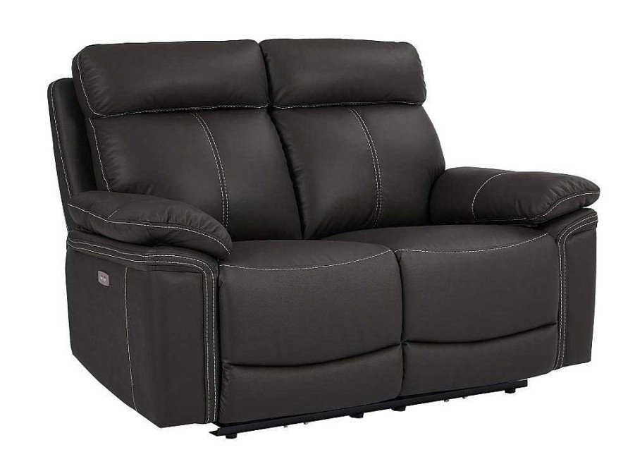 Sofa De Relaxamento Eletrico | Vente-unique Sofa De 2 Lugares Relax Eletrico Em Pele Castanho - Isiris