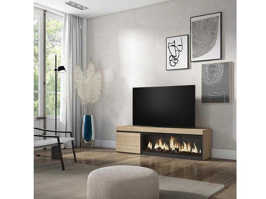 Movel De Tv | Skraut Home Movel De Tv, 160, Para Televisores Ate 65", Lareira Electrica Xxl, Carvahlo