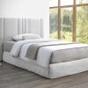 Cabeceira E Ponte De Cama | Vente-unique Cabeceira De Cama Com Espaco De Arrumacao 160 Cm Tecido Cinza-Claro E Natural - Siveri