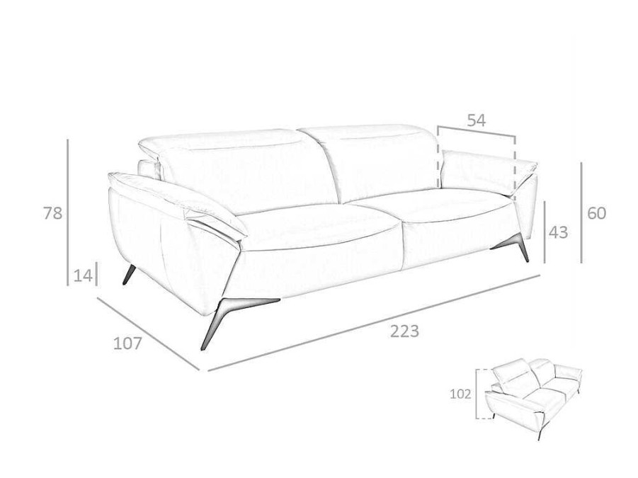 Sofa | Angel Cerda Sofa De 3 Assentos Estofado Em Couro Taupe Grey Color 6132