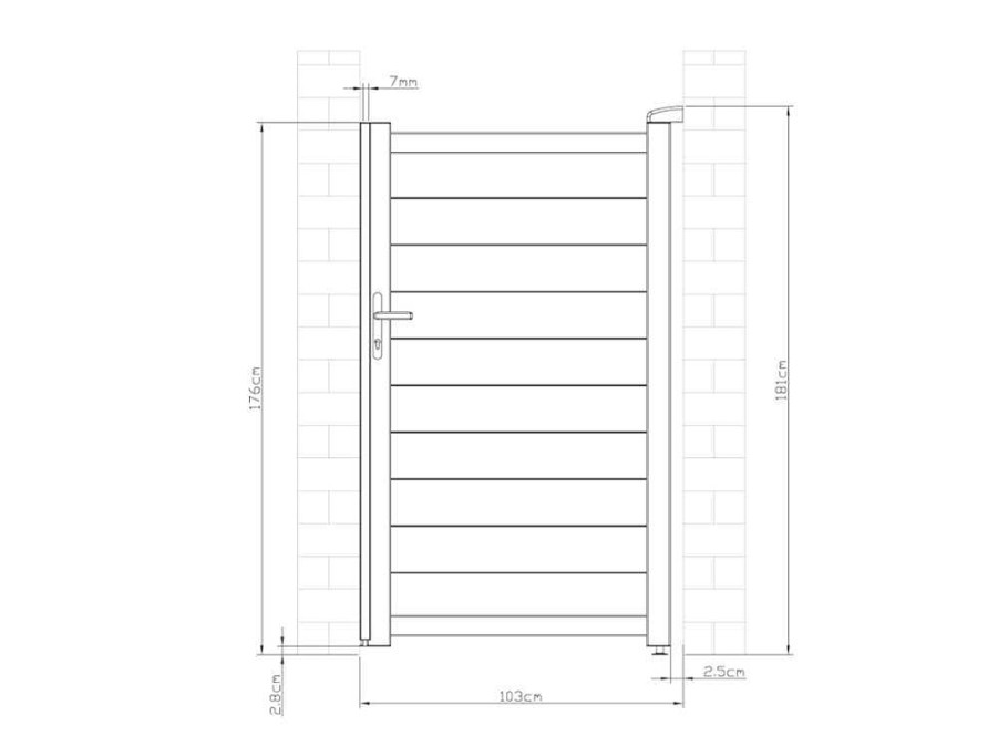 Porta E Portao | EXPERTLAND Porta De Batente Antracite Em Aluminio De C100 X A173 Cm - Nazario