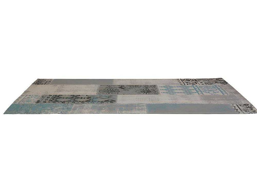 Tapetes De Corredor | OZAIA Tapete Xadrez 100% Poliester 80X200 Cm Azul Cinza Turin