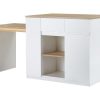 Movel De Cozinha | Vente-unique Ilha Central De Cozinha Com Espacos De Arrumacao Mdf Branco E Natural - Belaza