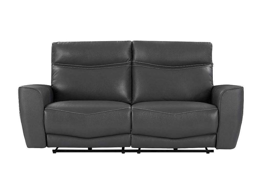 Sofa De Relaxamento Eletrico | Vente-unique Sofa De 3 Lugares Articulado Eletrico Em Couro De Vaca Antracite - Damon