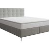 Cama Boxspring, Cama Continental | Ysmée Conjunto Completo Boxspring Com Cabeceira Estofada + Sommier + Colchao + Sobrecolchao 180 X 200 Cm Tecido Cinza-Claro - Inao De Ysmee