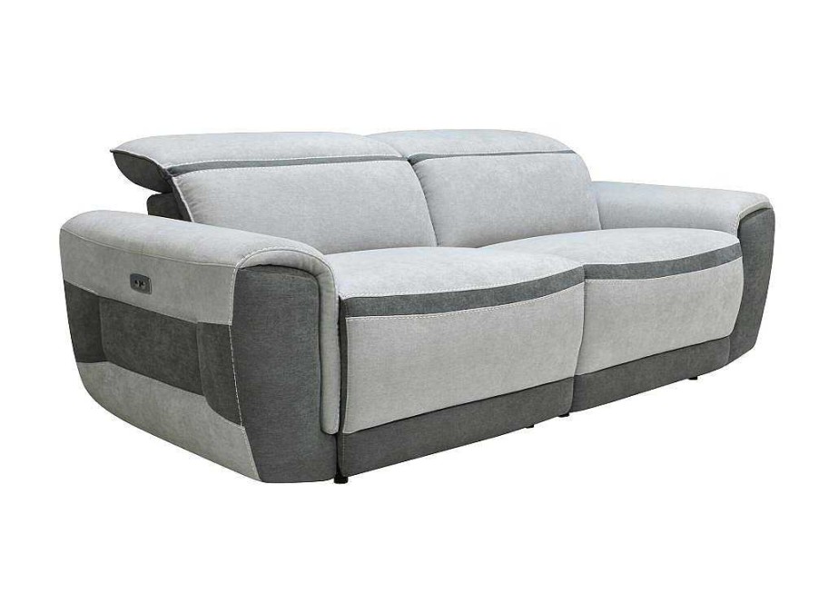 Sofa De Relaxamento Eletrico | Vente-unique Sofa De 3 Lugares Articulado Eletrico Tecido Cinzento-Claro - Orietto