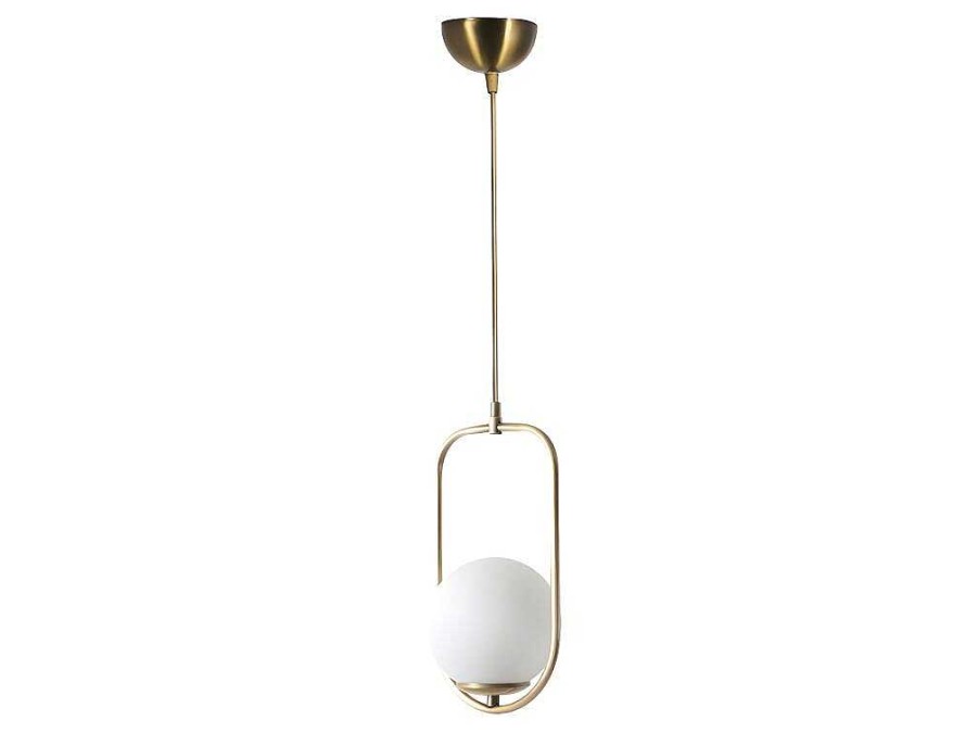 Candeeiro Suspenso | OZAIA Candeeiro De Teto Em Metal Com Globo De D. 18 X A. 70 Cm Cor Branco E Cobre - Kohann