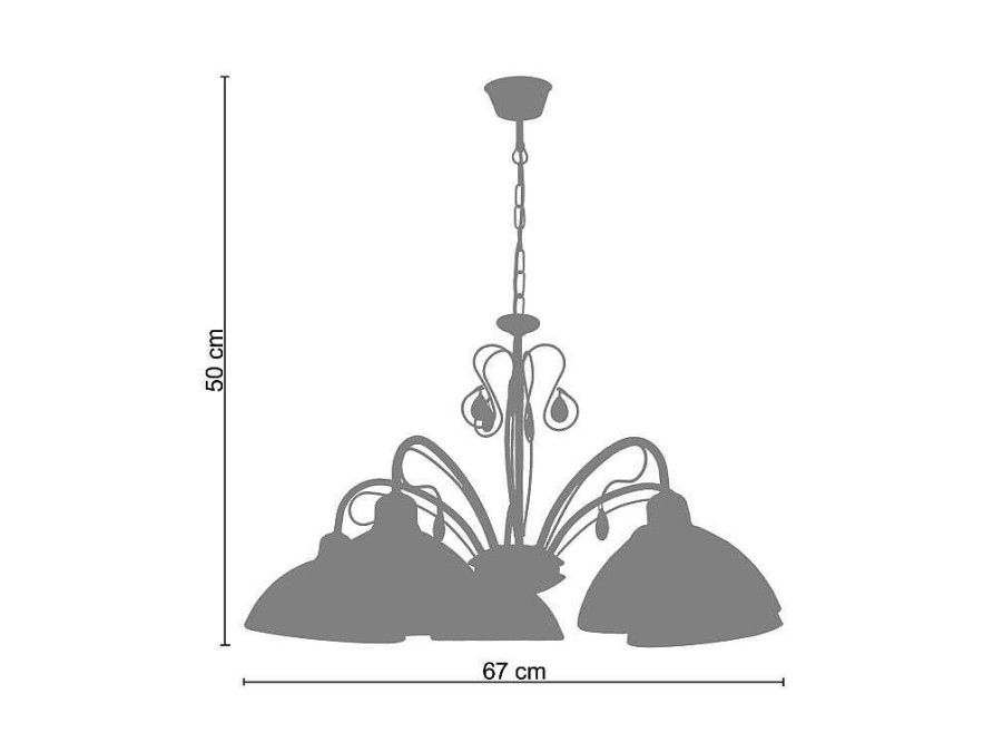 Lustre | TOSEL Lustre Tosel Bourgogne Vidro Braco Bege D67 X H50 Cm