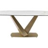 Mesa De Jantar | PASCAL MORABITO Mesa De Jantar De 6 Lugares Em Ceramica E Metal Efeito Marmore Branco E Dourado - Porelima De Pascal Morabito