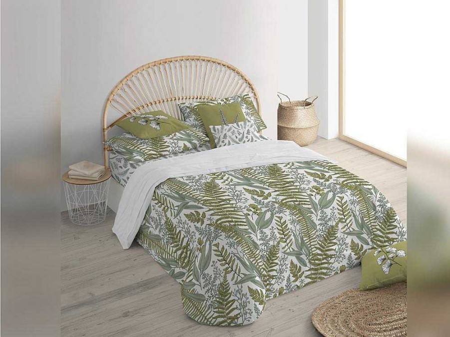 Textil De Casa | Purline Housse De Coussin 100% Coton 1 Piece Vert A Motifs Vegetaux 50X50