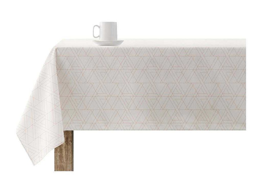 Texteis De Mesa | Purline Nappe Anti-Taches 100% Coton 1 Piece Beige A Lignes Fondues 250X140