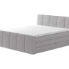 Cama Boxspring, Cama Continental | Palacio Conjunto Boxspring Completo Cabeceira De Cama + Sommiers Com Bau + Colchao + Sobrecolchao Verone - Cinza-Claro - 160X200 Cm