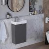 Movel De Wc | Vente-unique Armario Com Lavatorio Suspenso Taho - Cinza