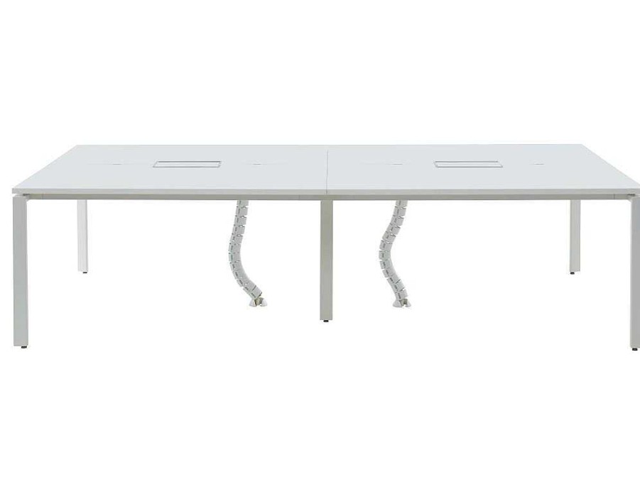 Mobiliario De Escritorio | Workēa Mesa De Escritorio 4 Pessoas Branco C140 Cm - Downtown