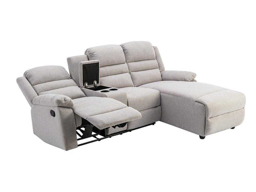 Sofa De Relaxamento Manual | Vente-unique Sofa De Canto Direito Articulado Em Tecido Bege - Macedonia