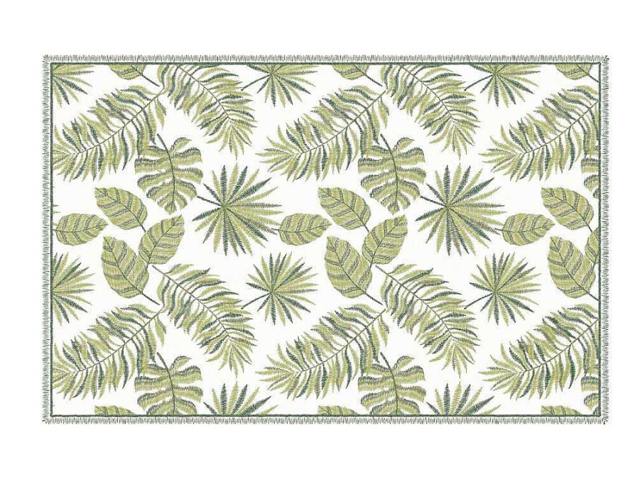 Tapete De Vinil | OZAIA Tapete Em Vinil Motivo Tropical 120X180 Cm Verde E Branco - Tropicala