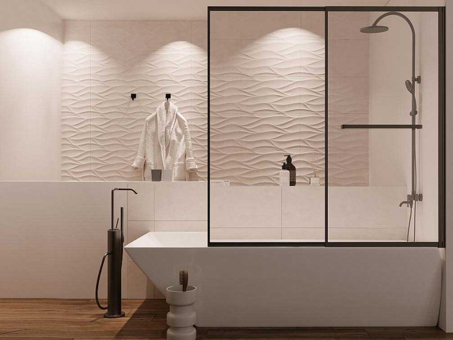 Resguardo De Banheira | Shower & Design Painel De Banheira De Correr Preto Mate Com Toalheiro 120X140 Cm - Waimea