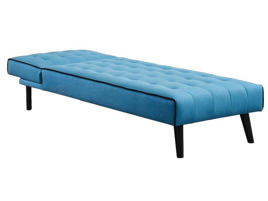 Chaise Longue | Vente-unique Chaise Longue Cama Em Tecido Azul E Contornos Pretos - Bayou