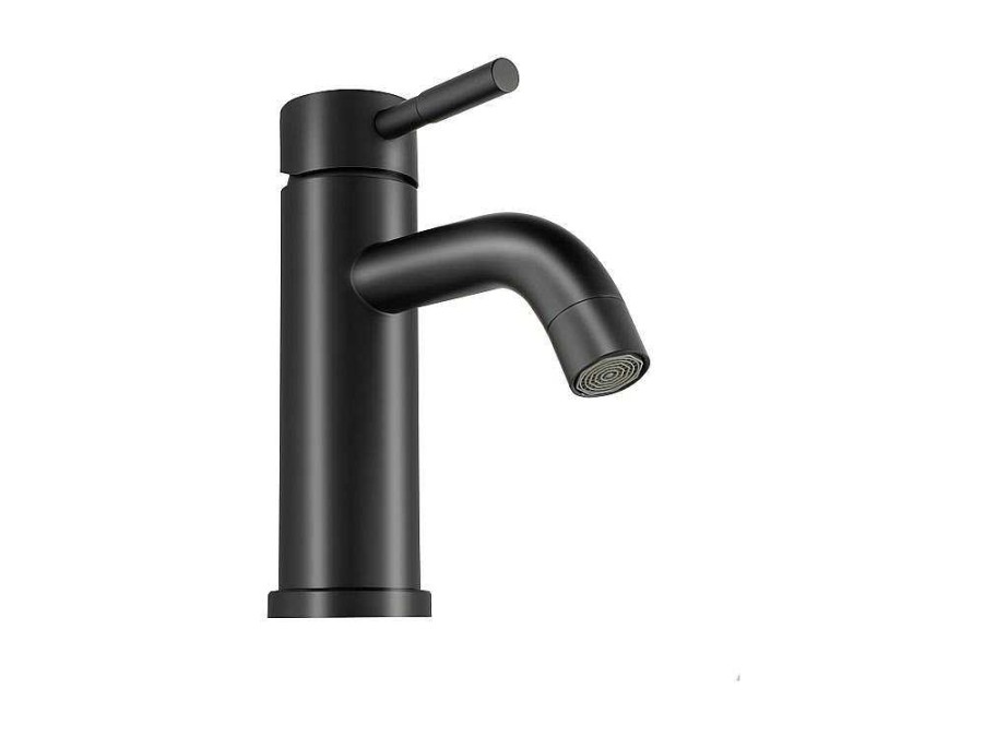 Torneira | Shower & Design Conjunto De 2 Torneiras Misturadoras Mecanicas Arredondadas Em Inox Escovado Preto Mate A17 Cm - Salavan