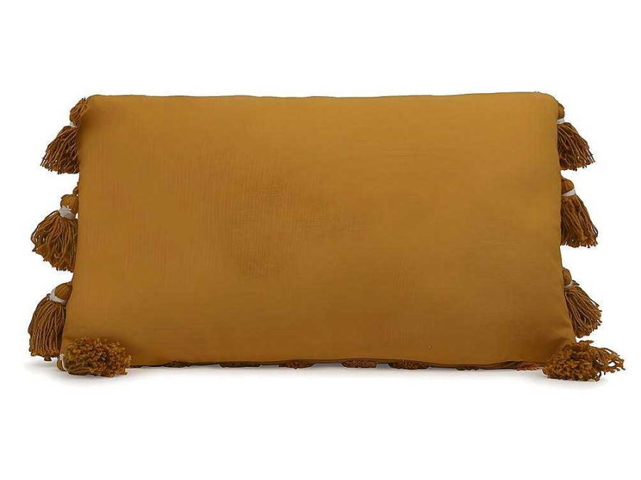 Textil De Casa | OZAIA Conjunto De 2 Almofadas Com Pompons - Algodao Tufado - 30 X 50 Cm - Amarelo Mostarda - Aspen