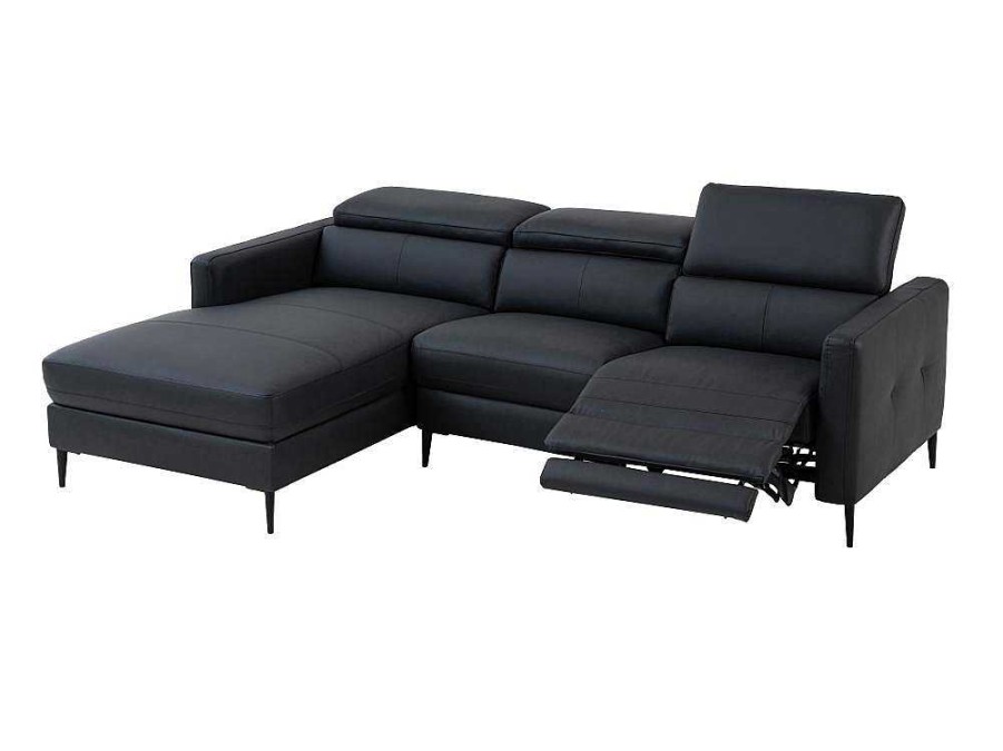 Sofa De Relaxamento Eletrico | LINEA SOFA Sofa De Canto Esquerdo Articulado Eletrico Em Couro Preto - Fuseta