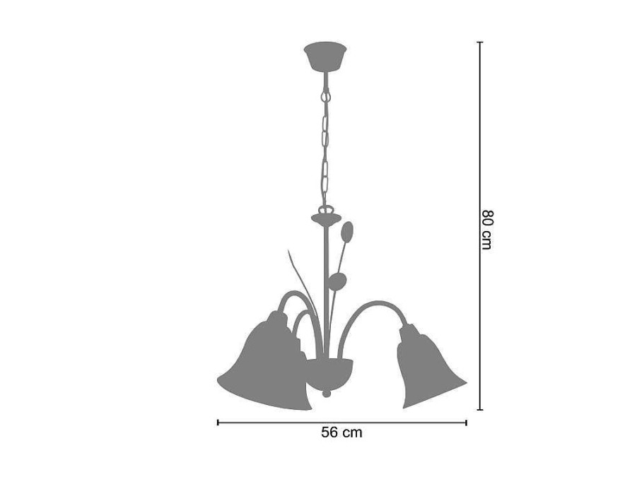 Lustre | TOSEL Lustre Tosel Lustralia Vidro Braco Dourado D56 X H80 Cm