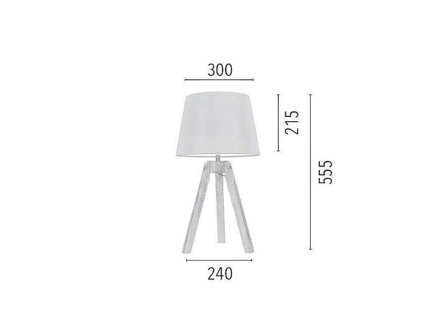 Promocoes Decoracao | EPIKASA Lampada De Mesa Tripod, Carvalho, Antracite, 30X30X55,5 Cm, Epikasa