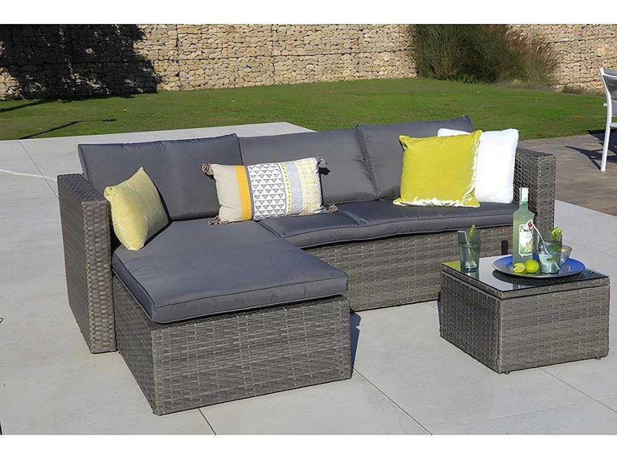 Conjunto Relax De Jardim | Saldosystocks Sofa Chaise Longue Ratan + Mesa. Modelo Ms029-1-Gr, Moveis De Jardim E Terraco