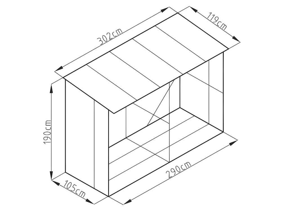 Abrigos De Jardim | EXPERTLAND Abrigo Para Lenha Metal Aco Galvanizado Efeito Madeira 5,78 M3, 8 Esteres, C302 X L119 X A190 Cm - Varwood