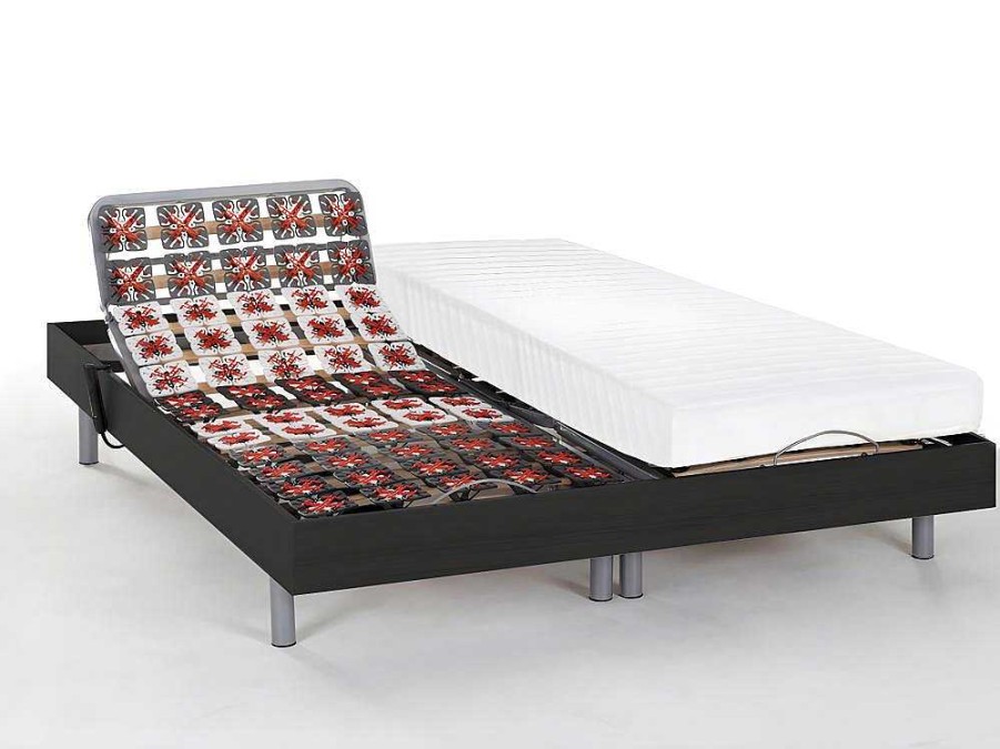 Cama Articulada | DREAMEA Conjunto De Relaxamento Com Discos De Molas Latex Cassiopee Iii Da Dreamea - Motores Okin - 2X90X200 - Preto