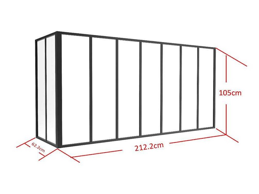 Divisoria De Ambiente | Vente-unique Divisoria De Canto De Atelier Em Aluminio Termolacado C210 X L60 X A105 Cm Preto - Bayview