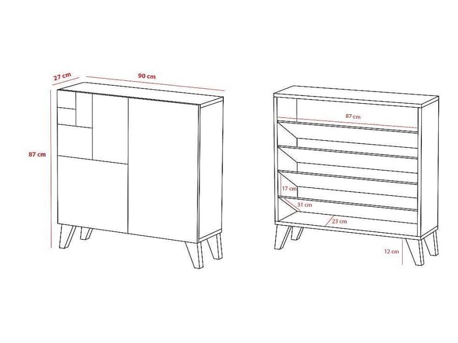 Sapateira | Herdasa Sapateiro/Movel Organizacao - H87Cm X L90Cm X P27Cm Chene Dore Bergen