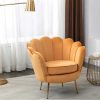 Conjunto Sofa E Poltrona | Vente-unique Conjunto Sofa De 2 Lugares E Poltrona Concha Em Veludo Amarelo-Mostarda Dandelion
