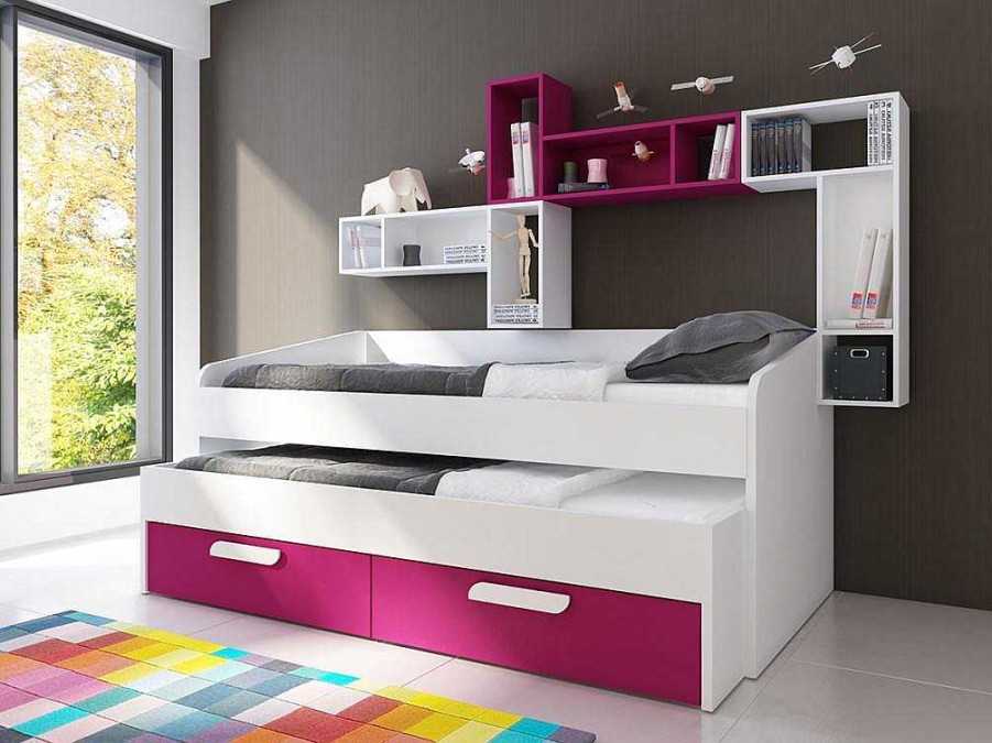 Cama Dupla | Vente-unique Cama Dupla Adams (190 90 Cm)(Fucsia)