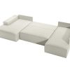 Sofa Panoramico | Vente-unique Sofa De Canto Panoramico Grande Esquerdo Convertivel Veludo Canelado Bege - Amelia