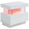 Mesa De Cabeceira | Vente-unique Cabeceira Fabio - Mdf Lacado Branco - Leds - 1 Gaveta E 1 Nicho