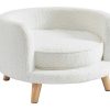 Acessorios Para Animais De Estimacao | Vente-unique Sofa Para Animais Em Tecido Boucle E Pes De Madeira D.56 X A.35 Cm Branco - Misia