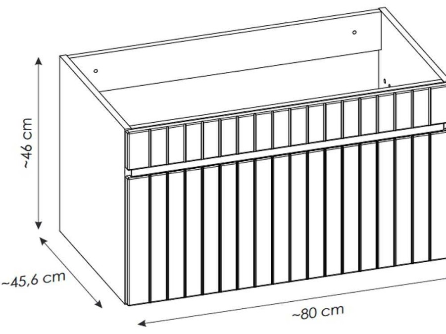 Movel Para Lavatorio | Vente-unique Movel Suspenso Para Colocar Sob O Lavatorio Estriado Cor-De-Rosa Com Tampo 80 Cm - Satara