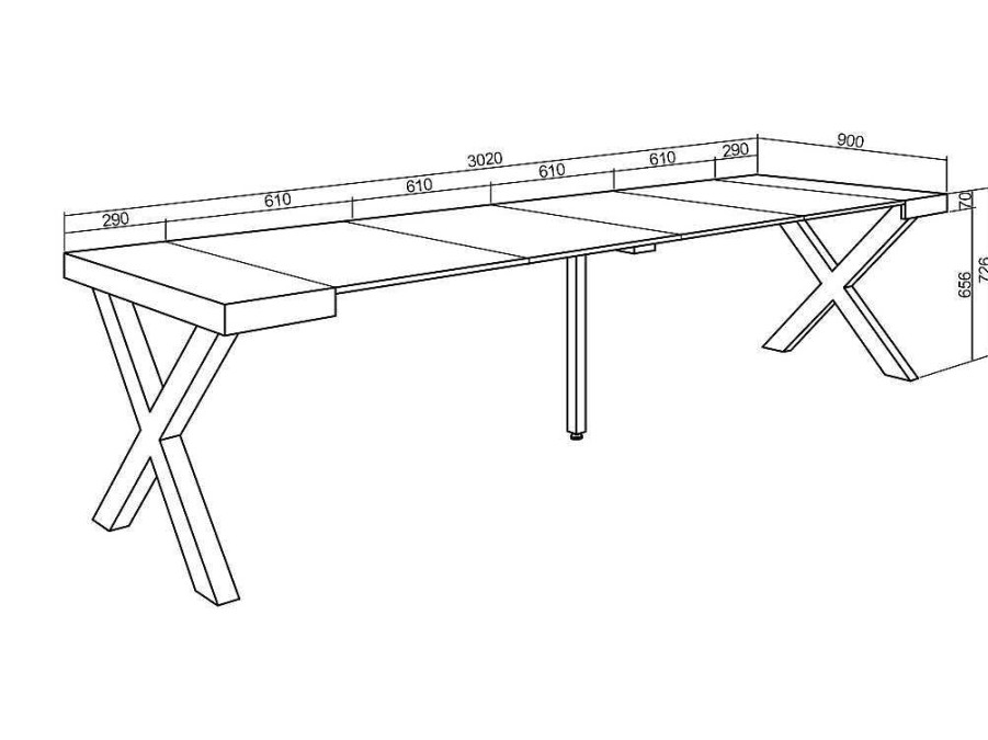 Consola | Skraut Home Mesa Consola Extensivel, 300, Para 14 Pessoas, Pes De Madeira, Carvahlo